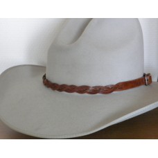 Handmade Braided Leather Hat Band Timber Brown